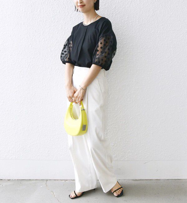 SHIPS for women「TORRAZZO DONNA:〈手洗い可能〉ドット シアー スリーブ カットソー」|Tシャツ・カットソー|