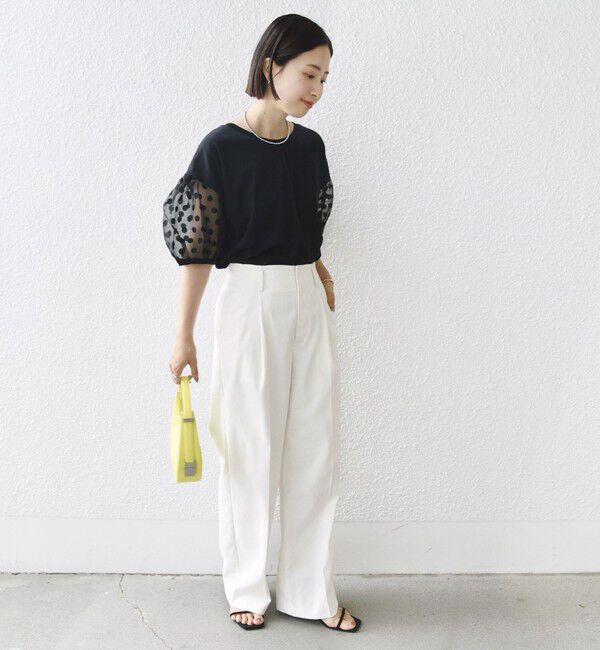 SHIPS for women「TORRAZZO DONNA:〈手洗い可能〉ドット シアー スリーブ カットソー」|Tシャツ・カットソー|