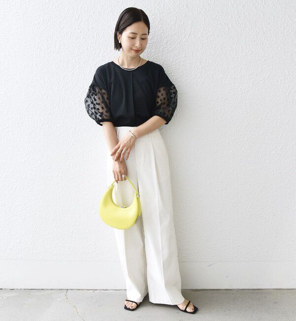 SHIPS for women「TORRAZZO DONNA:〈手洗い可能〉ドット シアー スリーブ カットソー」|Tシャツ・カットソー|