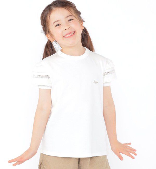 SHIPS KIDS「SHIPS KIDS:100～130cm/袖レース デザイン Tシャツ」|Tシャツ・カットソー|