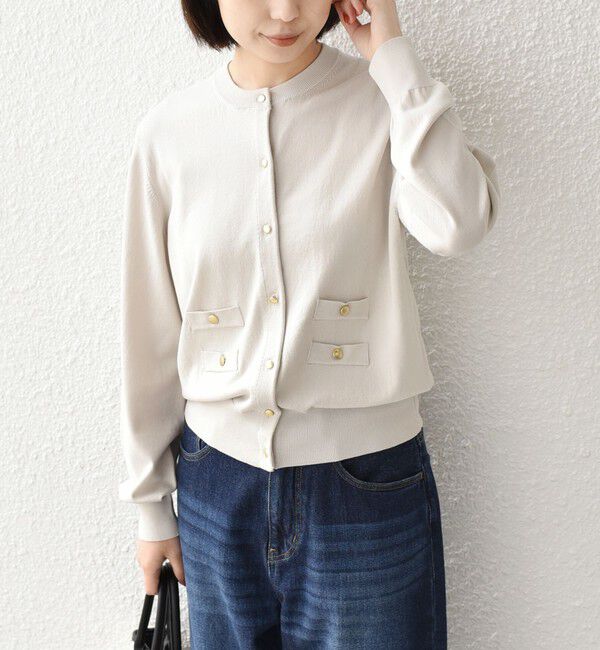 SHIPS Colors 「SHIPS Colors:〈接触冷感・手洗い可能〉14ゲージ クルーネック カーディガン◇」|カーディガン|