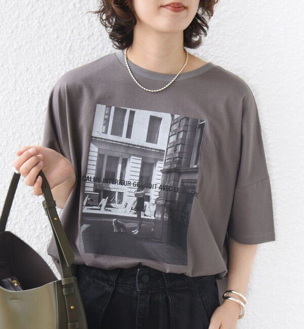 SHIPS for women「《予約》【SHIPS別注】81BRANCA: 5分袖 ロゴ・フォト TEE」|Tシャツ・カットソー|