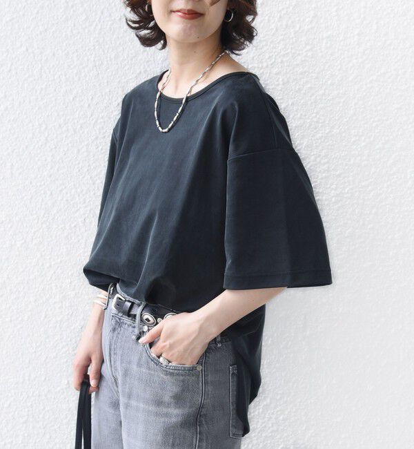 SHIPS for women「《予約》〈手洗い可能〉フィブリル サテン ジャージー 半袖 プルオーバー」|Tシャツ・カットソー|