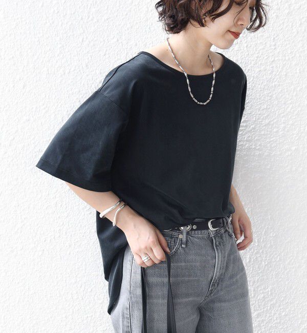 SHIPS for women「《予約》〈手洗い可能〉フィブリル サテン ジャージー 半袖 プルオーバー」|Tシャツ・カットソー|