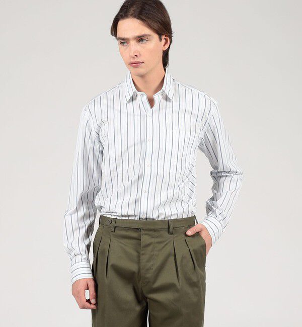 TOMORROWLAND BUYING WEAR「Salvatore Piccolo コットンストライプ セミワイドカラーロングスリーブシャツ」|シャツ・ブラウス|