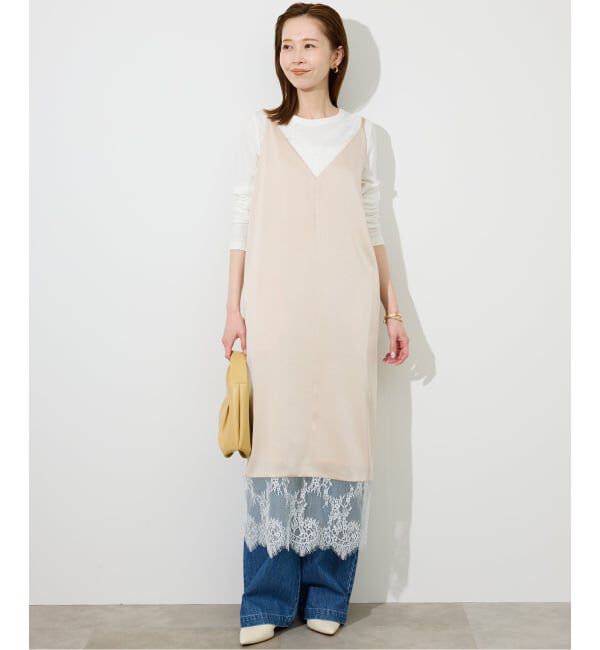 SLOBE IENA「《WEB限定カラー有り/追加》レースサテンワンピース」|ワンピース|