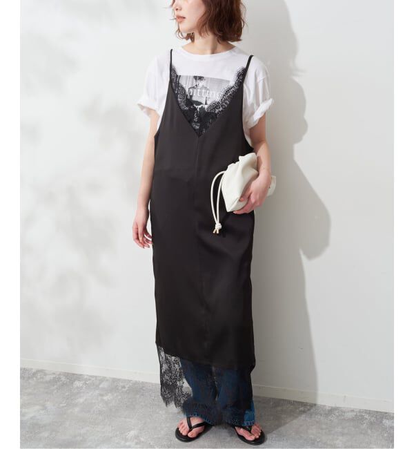 SLOBE IENA「《WEB限定カラー有り/追加》レースサテンワンピース」|ワンピース|