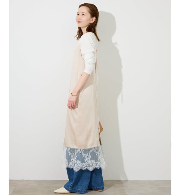 SLOBE IENA「《WEB限定カラー有り/追加》レースサテンワンピース」|ワンピース|