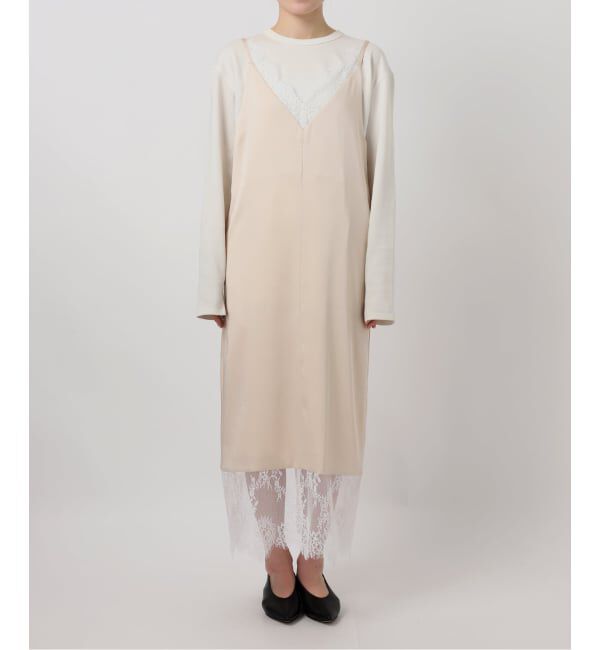 SLOBE IENA「《WEB限定カラー有り/追加》レースサテンワンピース」|ワンピース|