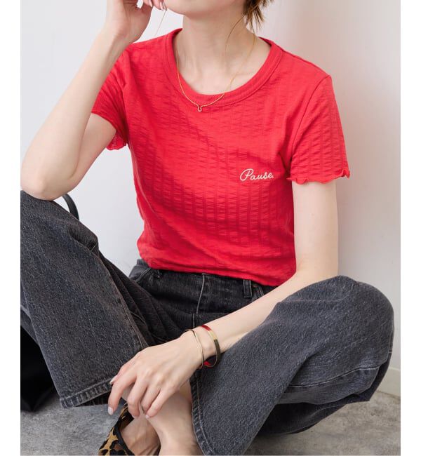 SLOBE IENA「《予約》アイレットリブ 刺しゅうTEE」|Tシャツ・カットソー|