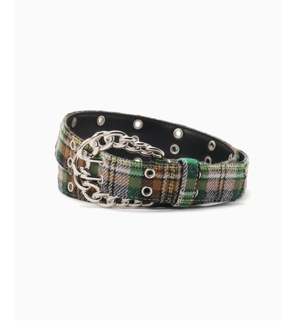 PULP「AFB / エーエフビー CHAIN BUCKLE CHECK BELT」|ベルト|グリーン