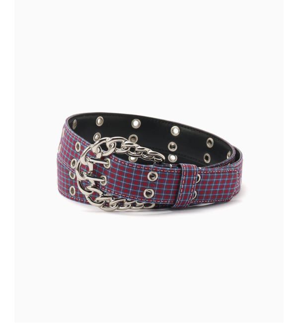 PULP「AFB / エーエフビー CHAIN BUCKLE CHECK BELT」|ベルト|レッド