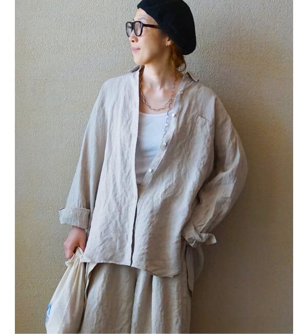 journal standard luxe「40リネン レギュラーカラーシャツ」|シャツ・ブラウス|ベージュ