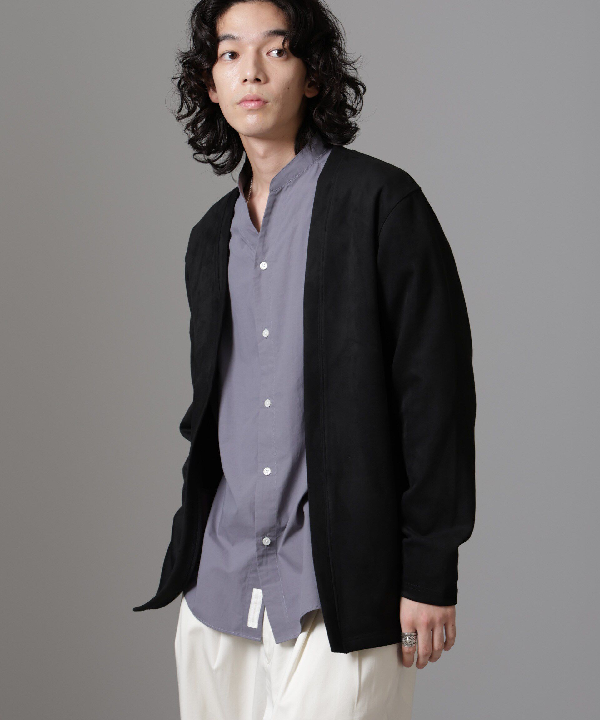 nano･universe「フェイクスエードトッパーカーディガン 24AW」|Tシャツ・カットソー|ブラック