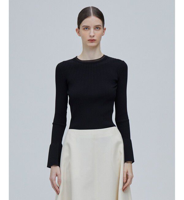 BEIGE,「HANNA / リブニットトップス」|ニット・セーター|Black