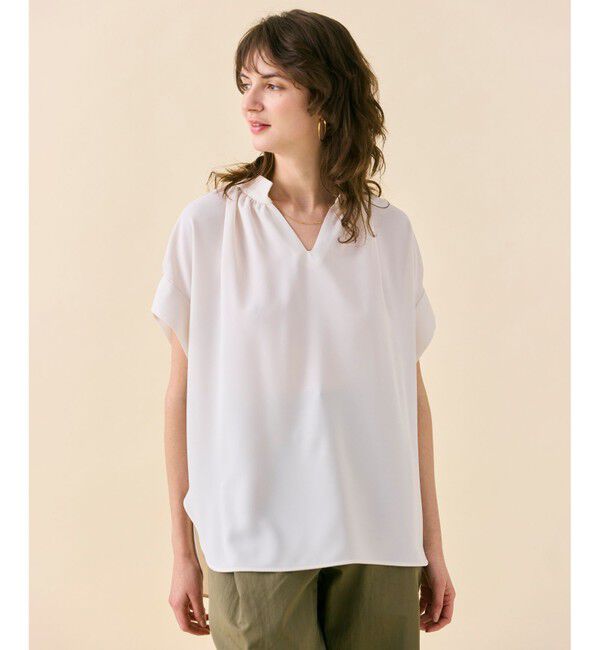 BEIGE,「【WEB限定・洗える】CELOSIA / スキッパーブラウス」|シャツ・ブラウス|