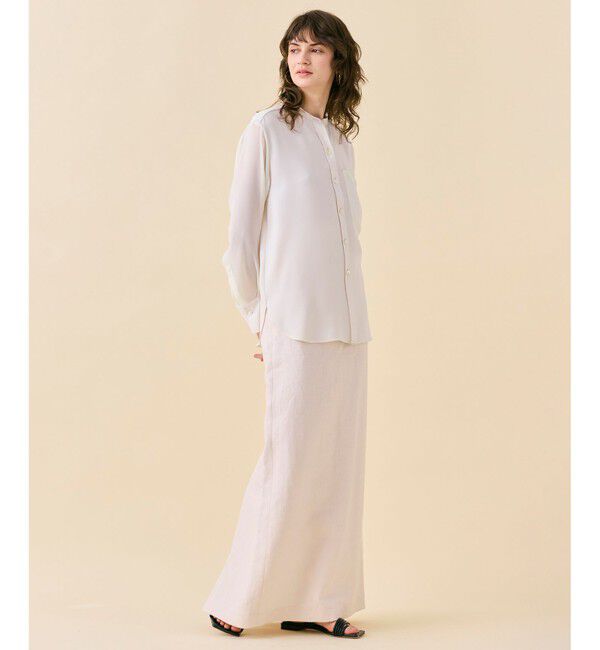 BEIGE,「【WEB限定・洗える】CELOSIA / シアースリーブスタンドカラーブラウス」|シャツ・ブラウス|