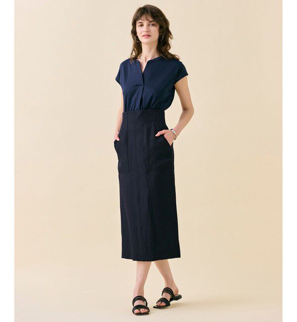 BEIGE,「【WEB限定・洗える】MELISSA / バックシフォンスキッパー半袖トップス」|Tシャツ・カットソー|
