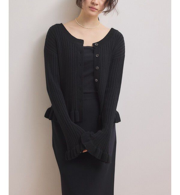 ADAM ET ROPE'「【WEB限定】2WAYフリルリブカーディガン」|カーディガン|