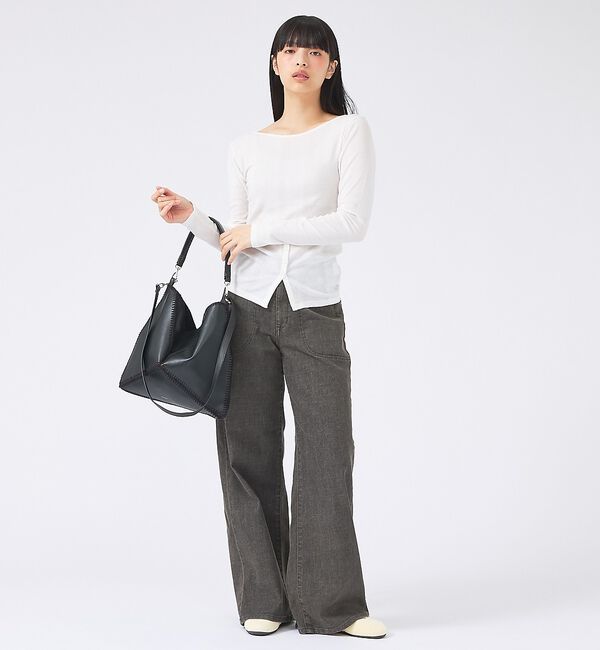 Rouge vif「【YArKA/ヤーカ】レザー&times;ニット刺繍バッグ/本革/変形/バッグ/A4収納可能」|トートバッグ|