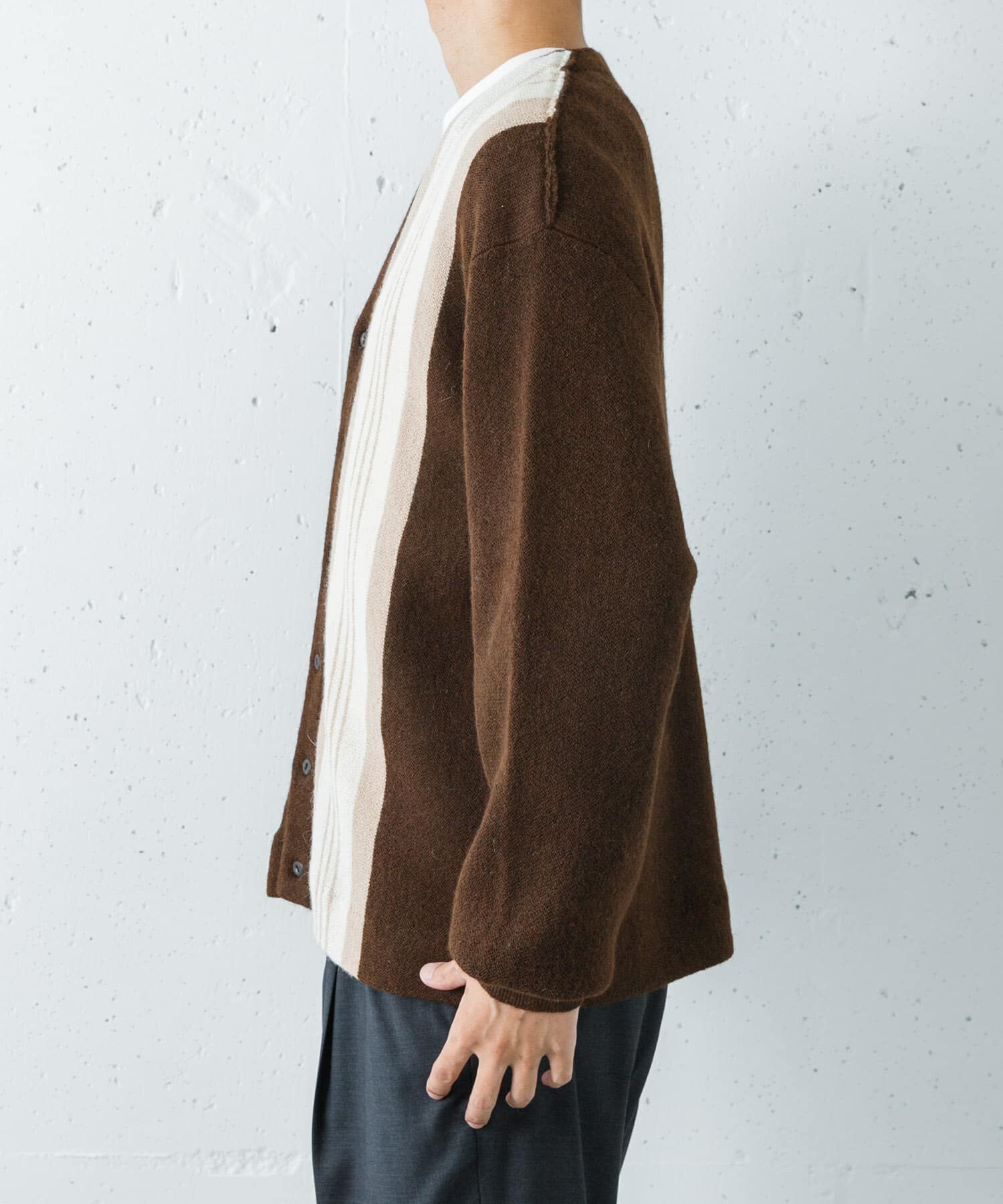 URBAN RESEARCH「UNDYED ALPACA STRIPE CARDIGAN」|カーディガン|