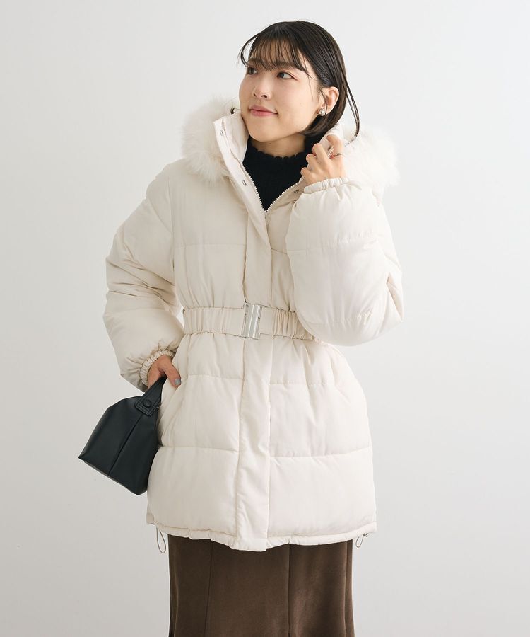 Green Parks「・swing by ファイバーダウンベルト付コート」|その他|Ivory