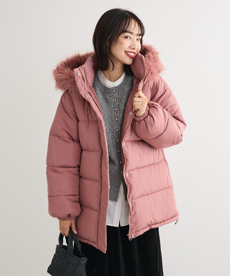 Green Parks「・swing by ファイバーダウンベルト付コート」|その他|Dark pink