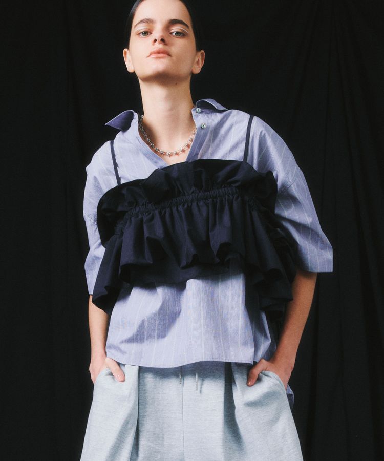 GARAGE OF GOOD CLOTHING「ギャザーラッフッルビスチェ」|キャミソール|Navy