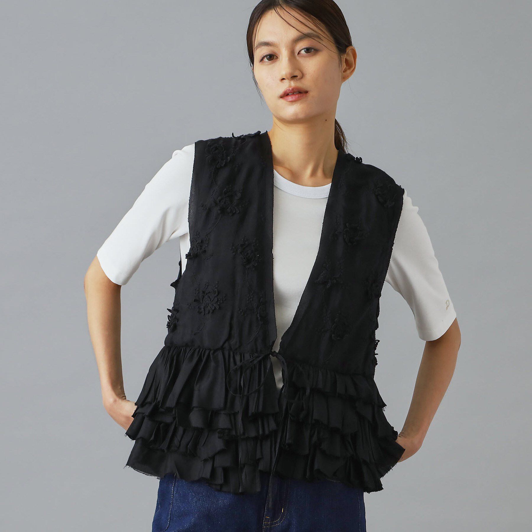 DRESSTERIOR「crinkle crinkle crinkle（クリンクルクリンクルクリンクル）frill rayo」|ベスト・ジレ|