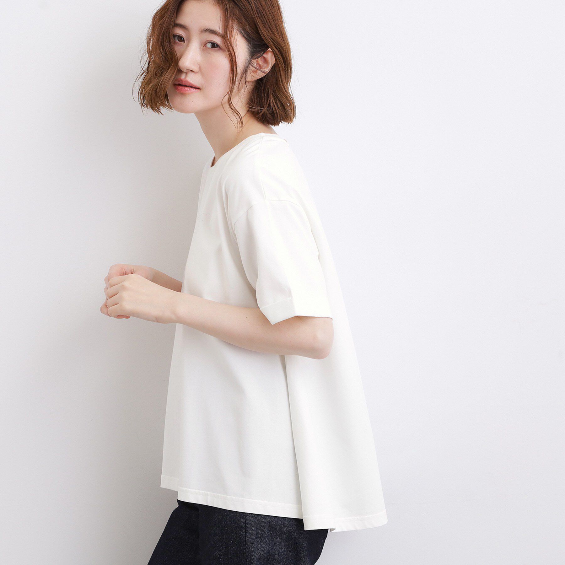 grove「【遮熱／吸水速乾／接触冷感／UVカット】フレアシルエットTシャツ」|Tシャツ・カットソー|オフホワイト(003