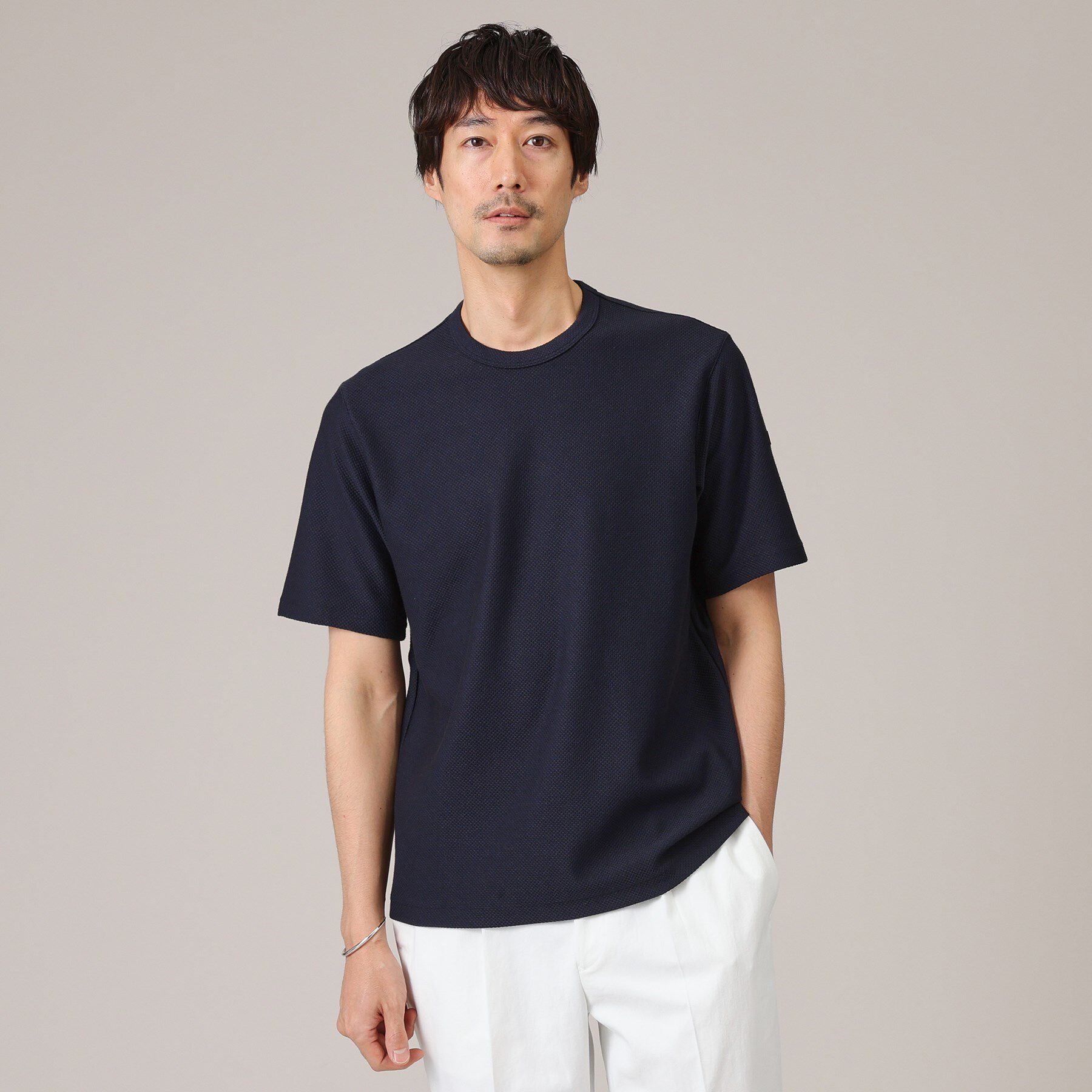 TAKEO KIKUCHI「【尾州織/Made in JAPAN】メランジ Tシャツ」|Tシャツ・カットソー|ネイビー(094)