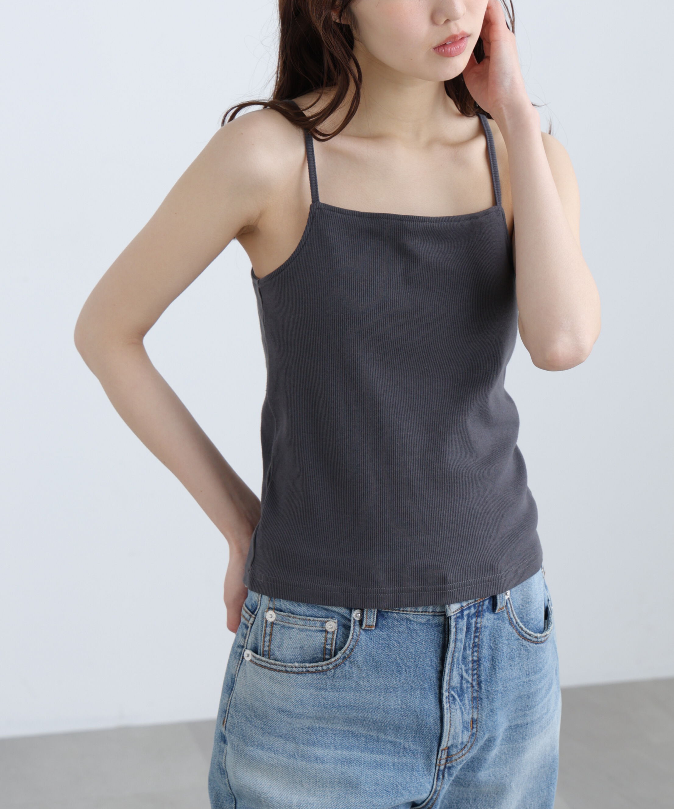  「バッククロスカップ付きキャミソール」|Tシャツ・カットソー|