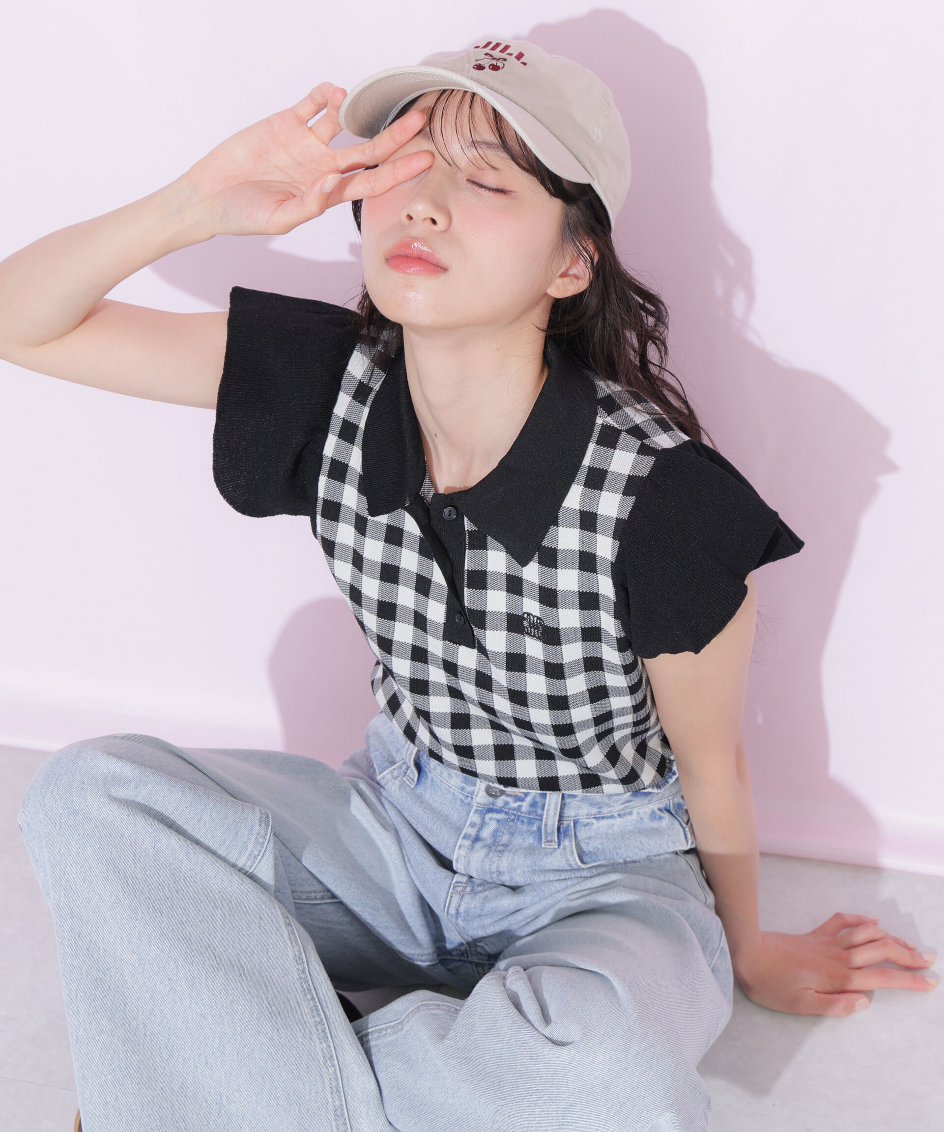  「＜WEB限定カラーあり＞フリル袖ポロニット」|ニット・セーター|