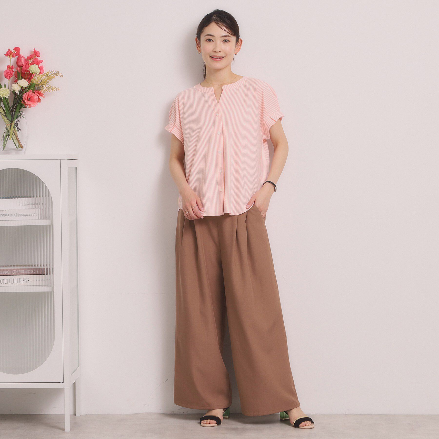 ITS&rsquo;DEMO「【洗濯機OK】カットサッカー前開きトップス」|Tシャツ・カットソー|