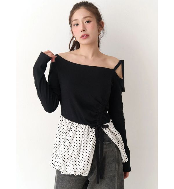 CALNAMUR「ワンショルデザイントップス」|Tシャツ・カットソー|ブラック