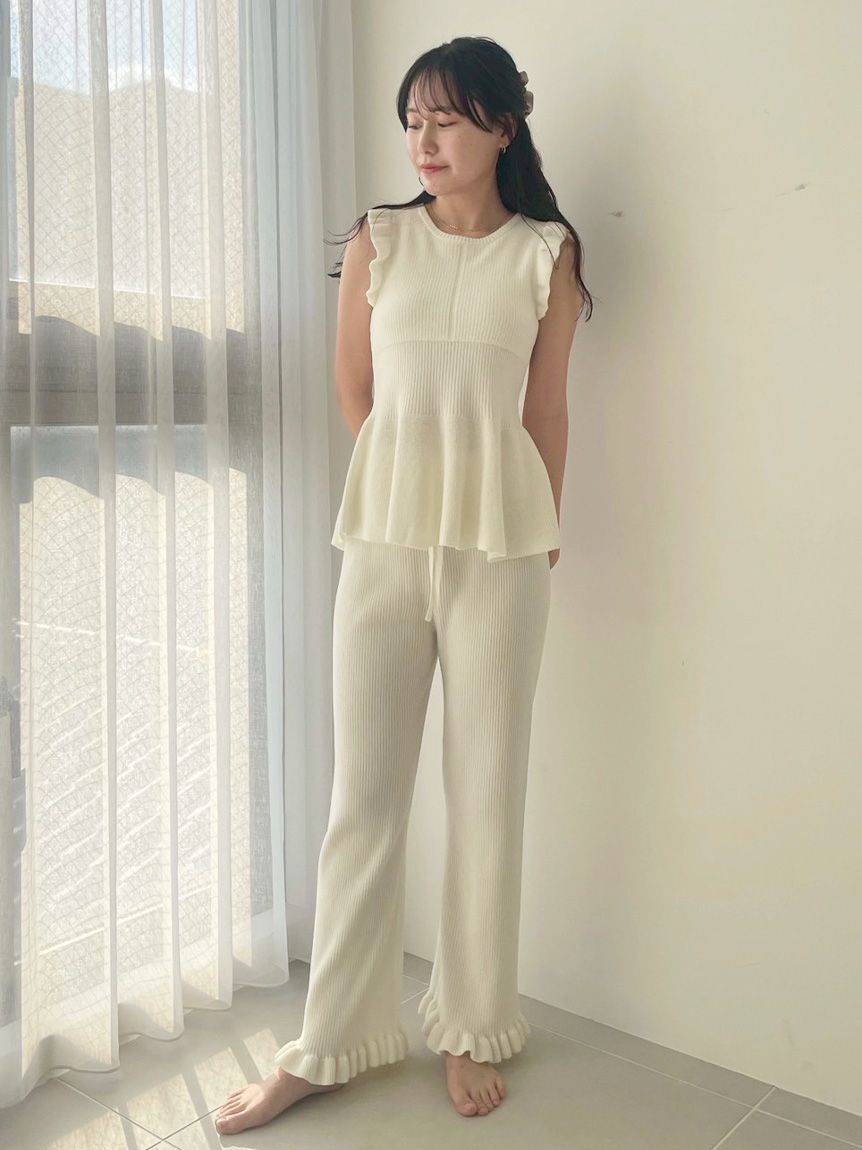 SNIDEL HOME「ニットフリルロングパンツ」|ルームウェア|