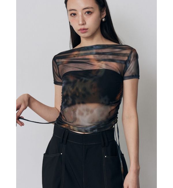 MURUA「タックドロストシアートップス」|Tシャツ・カットソー|ブラウン