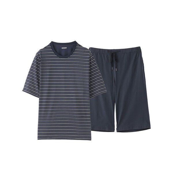 MACKINTOSH PHILOSOPHY「【WEB限定】天竺ボーダー＆無地ハーフパンツ パジャマ」|その他|ネイビー