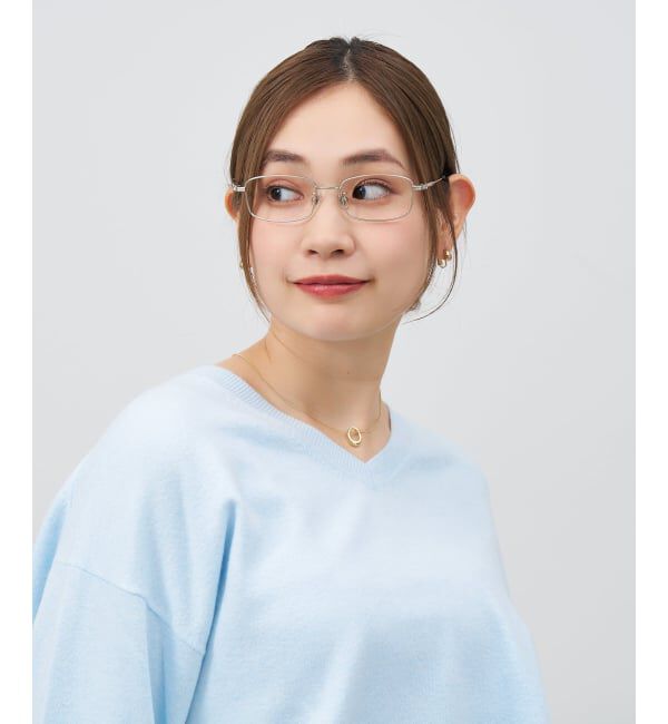  「ウェリントン 横長 メガネ | メタルフレーム 眼鏡 伊達メガネ 度付き 度なし ユニセックス レンズ交換券付」|メガネ|シルバー