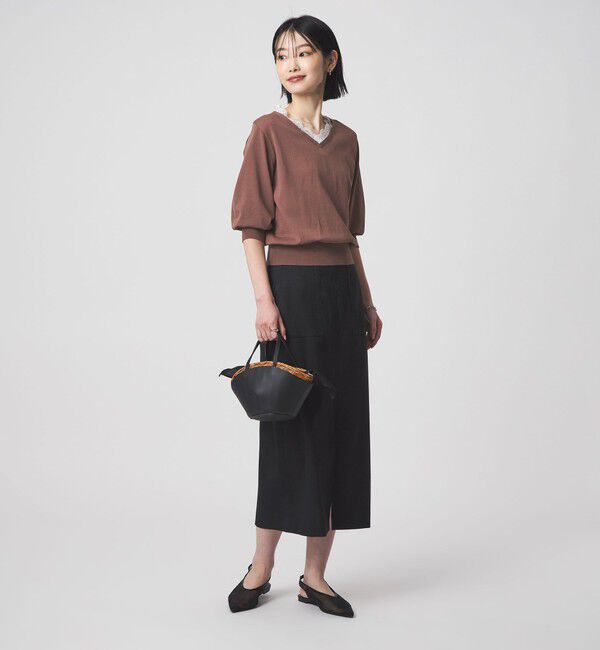 UNITED ARROWS green label relaxing「レース Vネック プルオーバー ニット」|ニット・セーター|