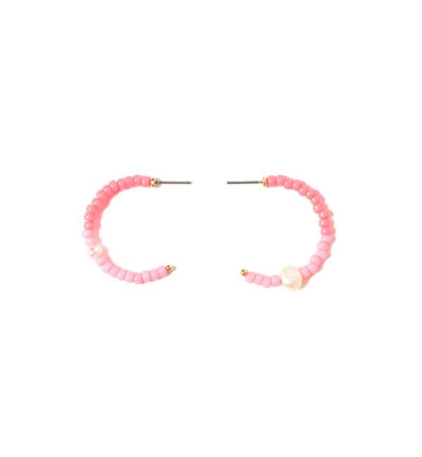 BEAMSBOY「淡水パール &times; ビーズ ピアス」|その他|PINK