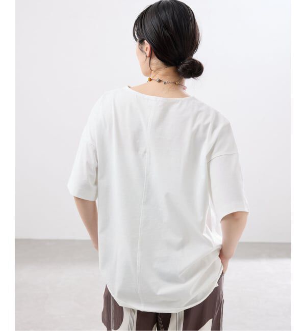 IENA「《接触冷感》ボートネック オーバーサイズフォルムTシャツ」|Tシャツ・カットソー|