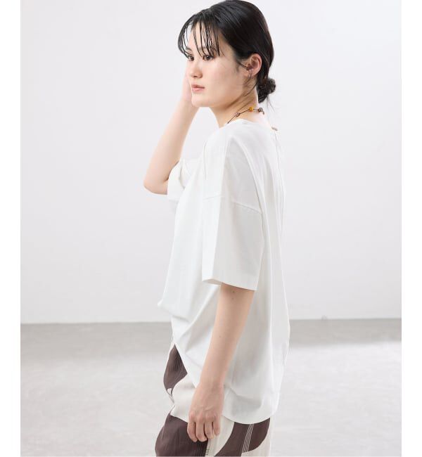 IENA「《接触冷感》ボートネック オーバーサイズフォルムTシャツ」|Tシャツ・カットソー|