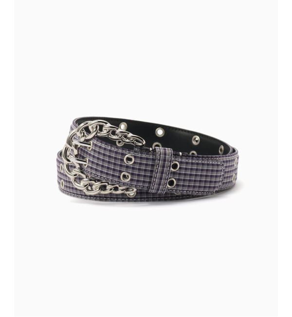 PULP「AFB / エーエフビー CHAIN BUCKLE CHECK BELT」|ベルト|グレー
