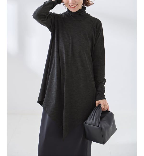 journal standard L'essage「《予約》Uhr/ウーア Wool Asymmetry Turtleneck Long Tee タートルネックロングT」|ニット・セーター|