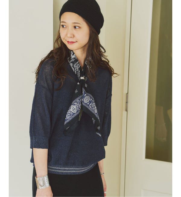 FRAMeWORK「≪予約≫HOWIECLOTHING&times;FRAMeWORKハーフジップニット」|ニット・セーター|ネイビー