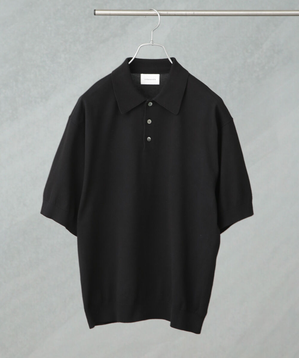 NANO universe「crepuscule/別注 S/S KNIT POLO」|Tシャツ・カットソー|ブラック