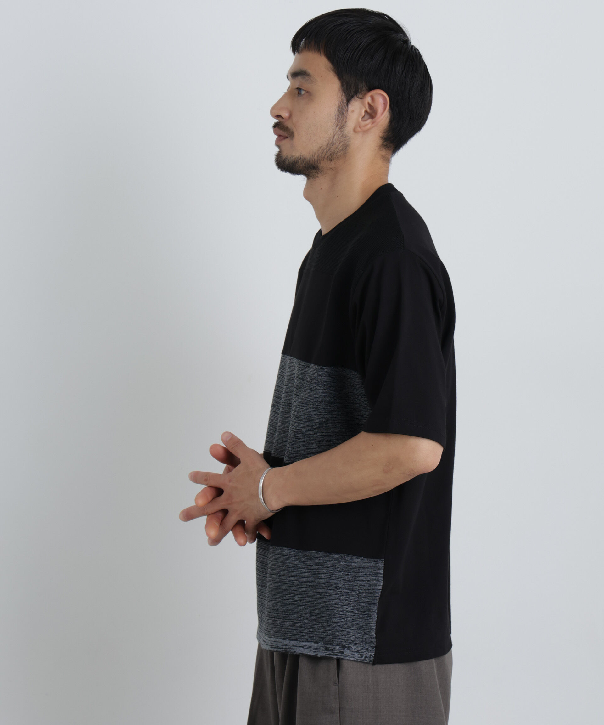 nano･universe「ニットコンビボーダーTシャツ 半袖」|Tシャツ・カットソー|