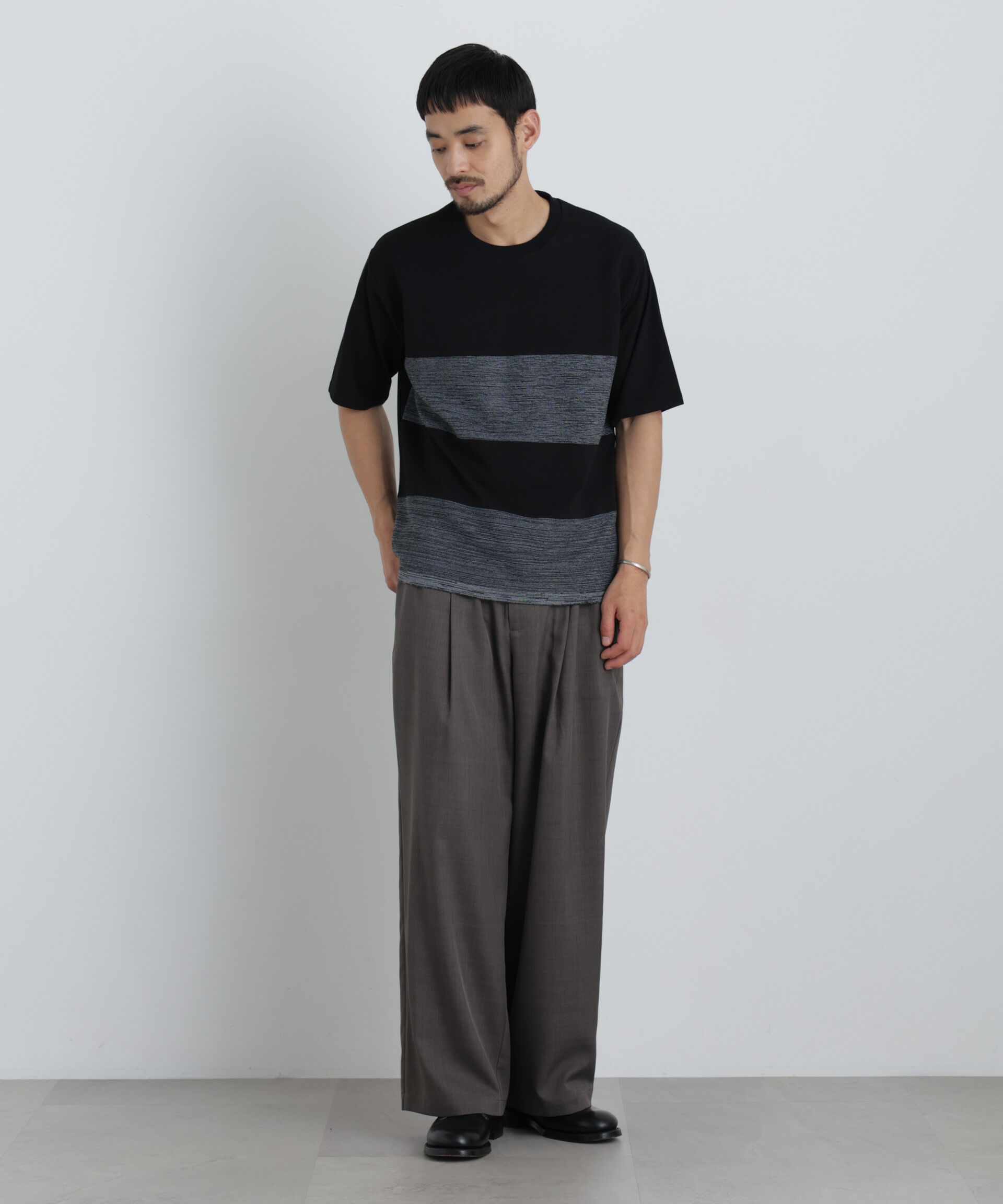 nano･universe「ニットコンビボーダーTシャツ 半袖」|Tシャツ・カットソー|