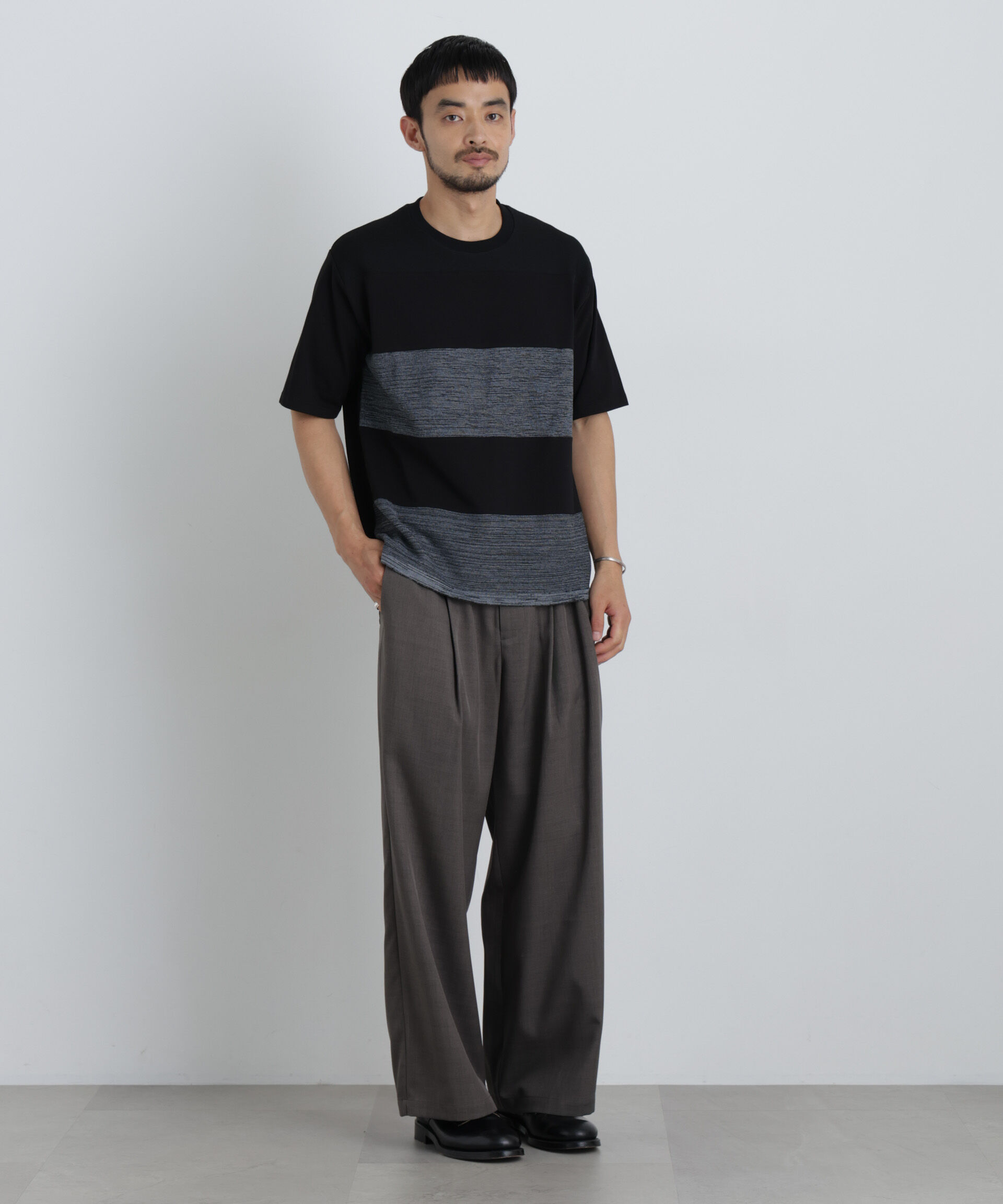 nano･universe「ニットコンビボーダーTシャツ 半袖」|Tシャツ・カットソー|